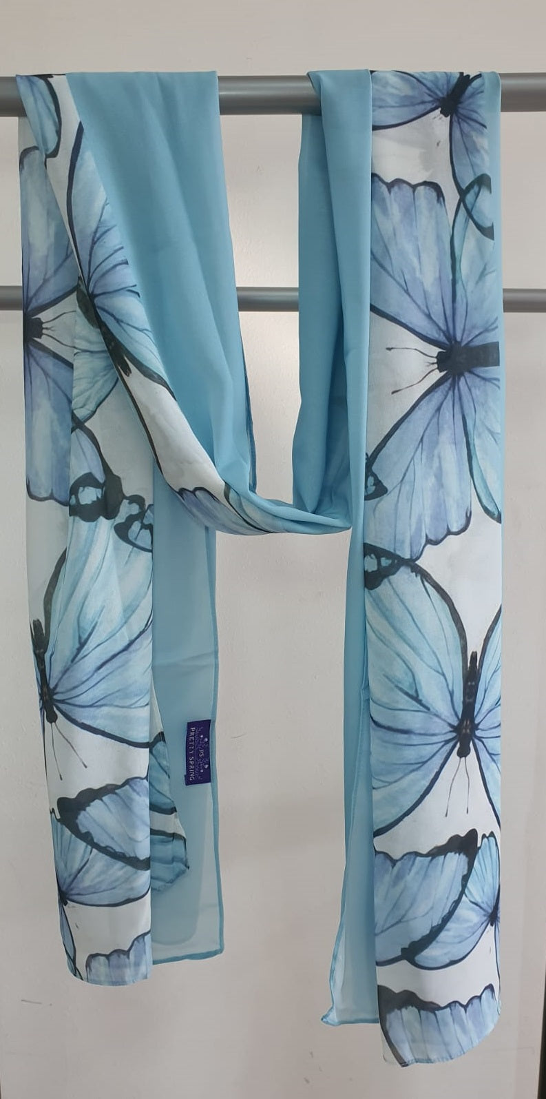 Light Pistach Butterflies Scarf 200 X 70 CM