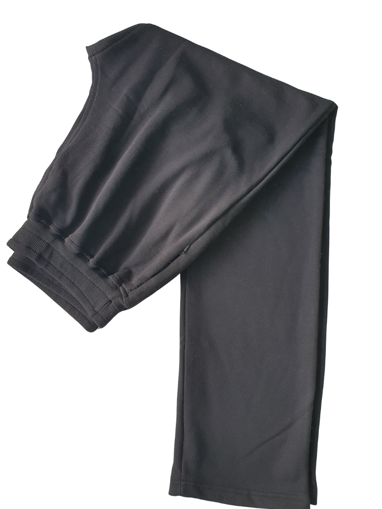 Non-Ankle banded Casual Pants - Zippered Pockets - Elastic Waist - Black