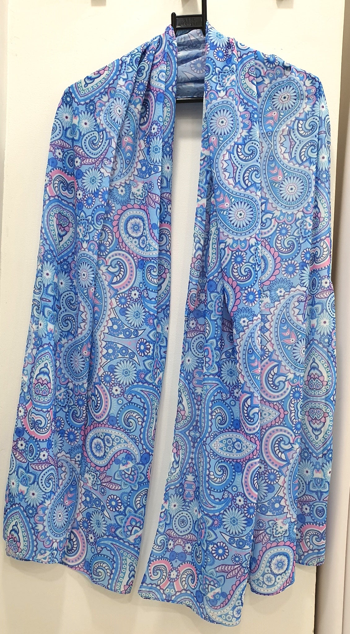 Vibrant Blue with Touch of Pink Scarf 200 X 70 CM