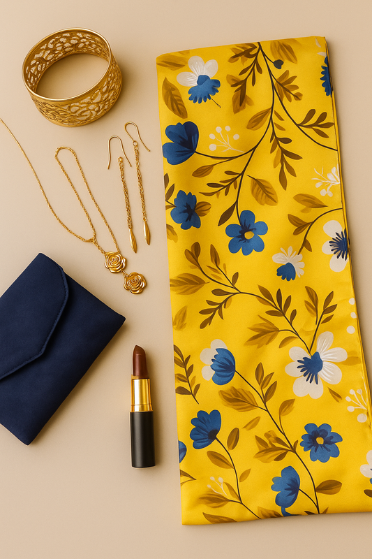 Blue and yellow Scarf 200 X 70 CM