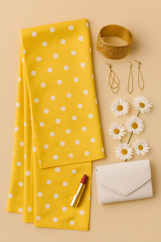 White Dots and Yellow Scarf 200 X 70 CM