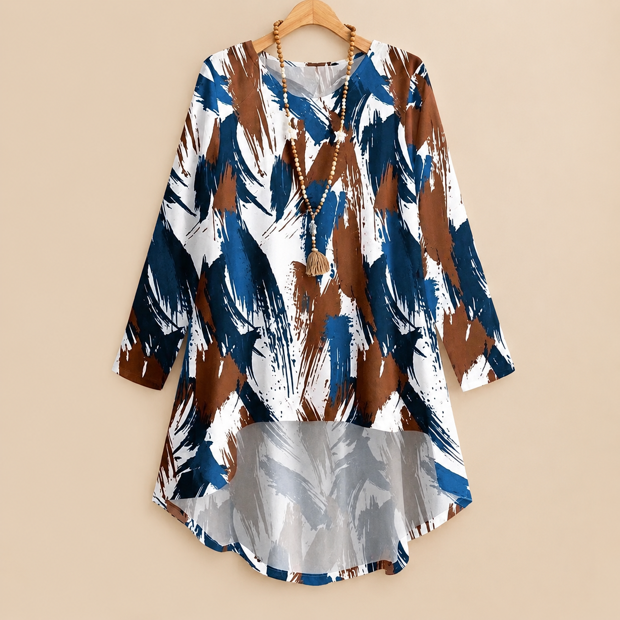 Plus Size - Long patterned Blouse - 7XL