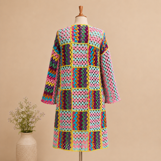 Hand Made Crochet Cardigan - Cotton Threads - FREE SIZE