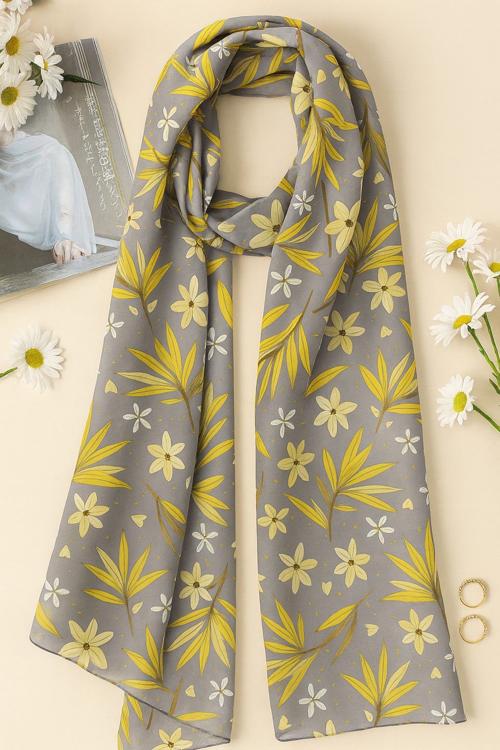 Grey and Yellow Scarf 200 X 70 CM
