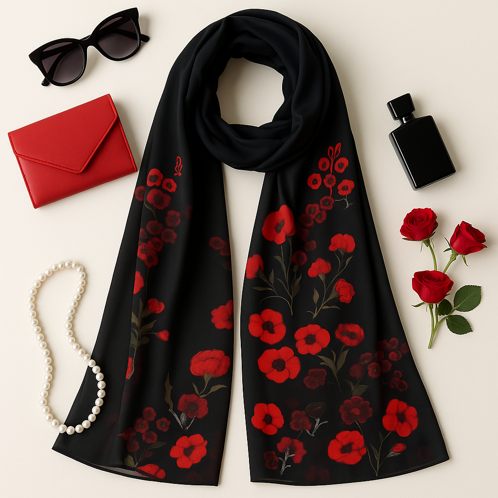 Red Roses Scarf 200 X 70 CM