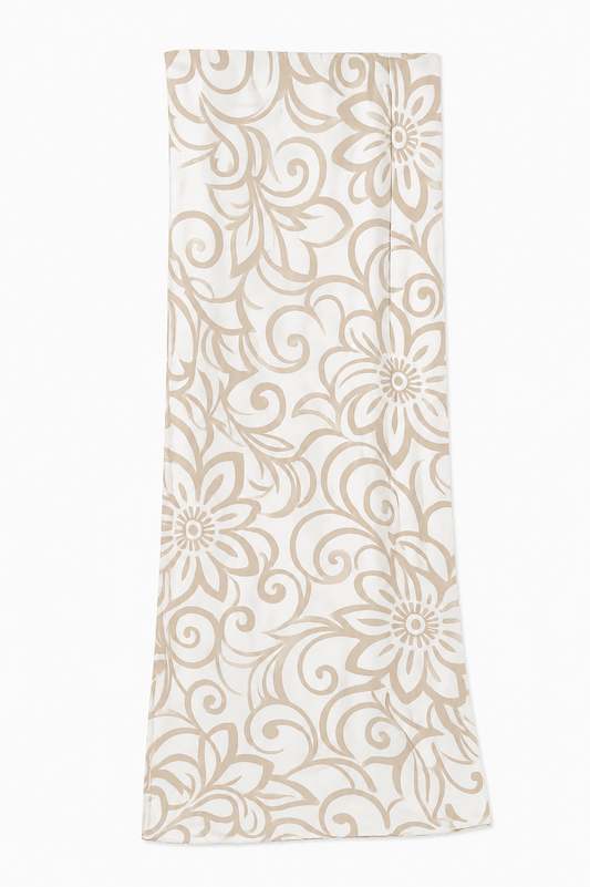 Beige and White Scarf (Hijab) 200 X 70 CM - Soft Chiffon
