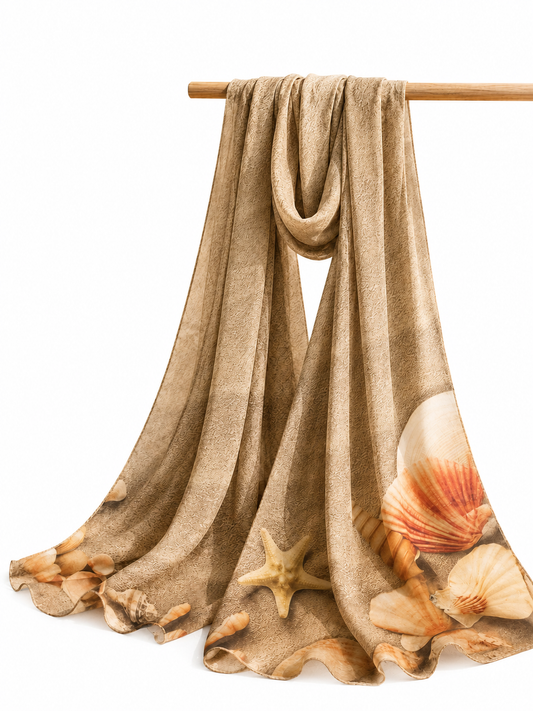 Beach vibes | Beige Scarf (Hijab) 200 X 70 CM - Soft Chiffon