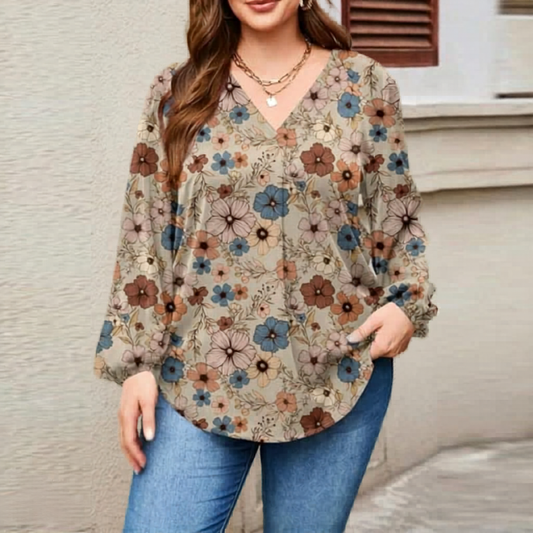 Plus Size - Patterned Blouse