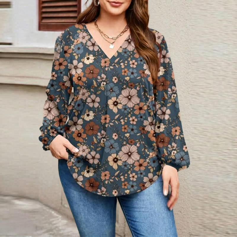 Plus Size - Patterned Blouse