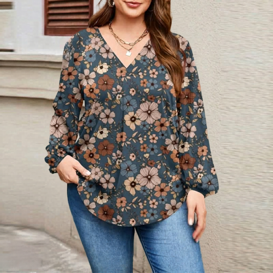 Plus Size - Patterned Blouse