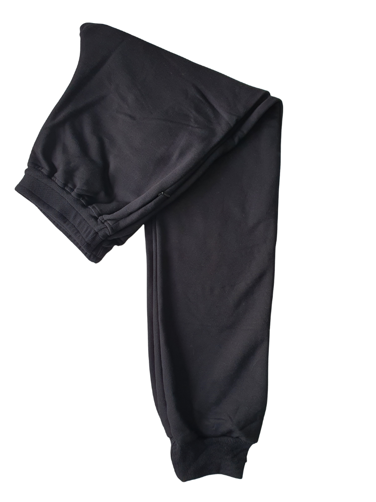 Ankle Banded Casual Pants - Zippered Pockets - Elastic Waist - Black