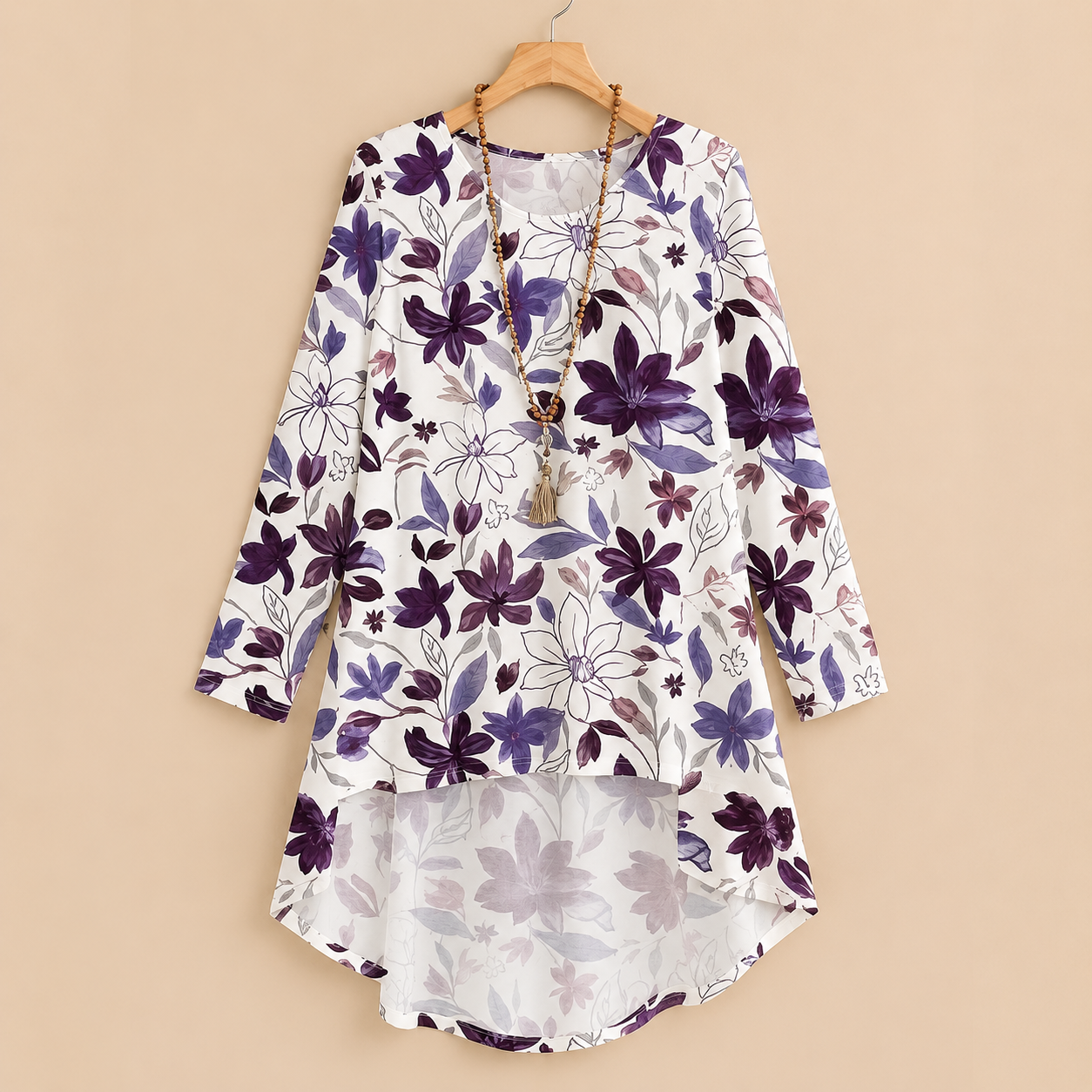 Plus Size - Long patterned Blouse - 7XL