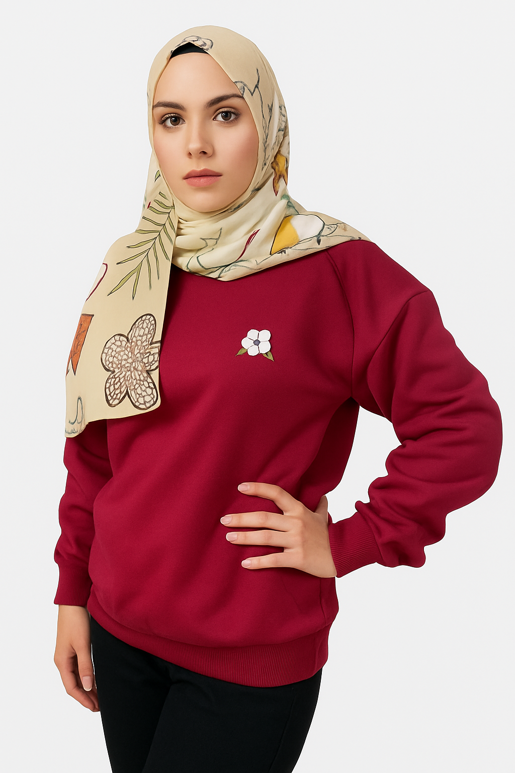 Waist Band Sweatshirt - Milton -  Burgundy