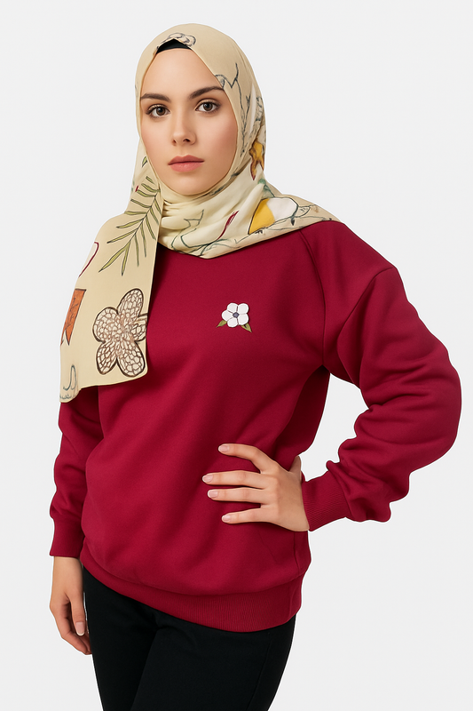Waist Band Sweatshirt - Milton -  Burgundy