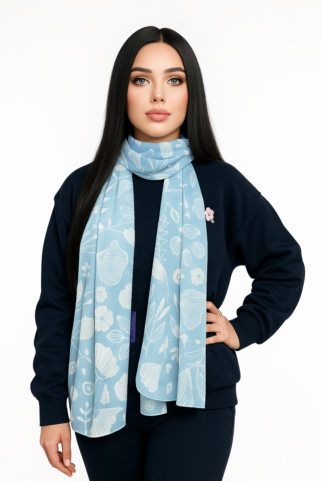 Waist Band Sweatshirt - Milton -  Navy Blue