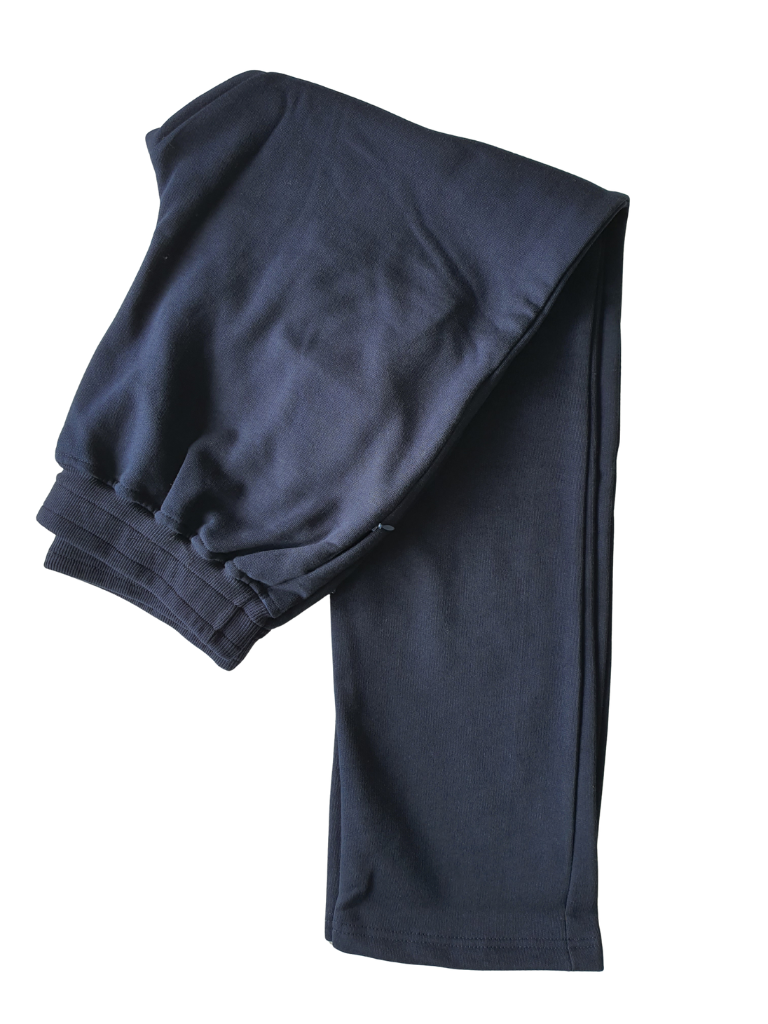 Non-Ankle banded Casual Pants - Zippered Pockets - Elastic Waist - Navy Blue