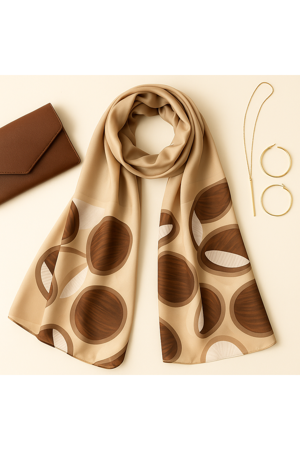 Coconut Beige & Brown Scarf 200 X 70 CM