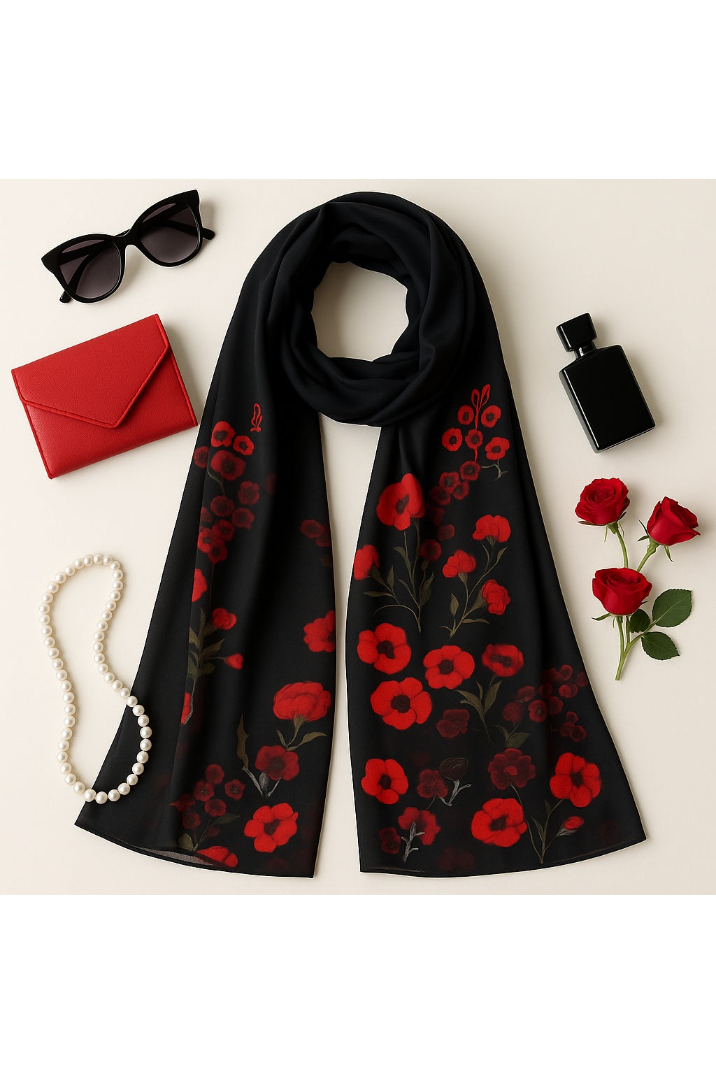 Red Roses Scarf 200 X 70 CM