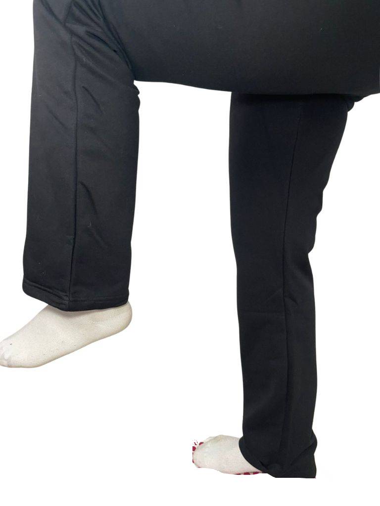 Non-Ankle banded Casual Pants - Zippered Pockets - Elastic Waist - Black